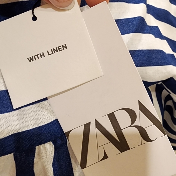 ZARA LINEN STRIPED MAXI DRESS - Picture 8 of 10